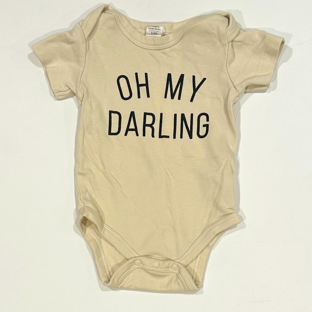 3-6 Months Colored Organics Tan “Oh My Darling” Onesie